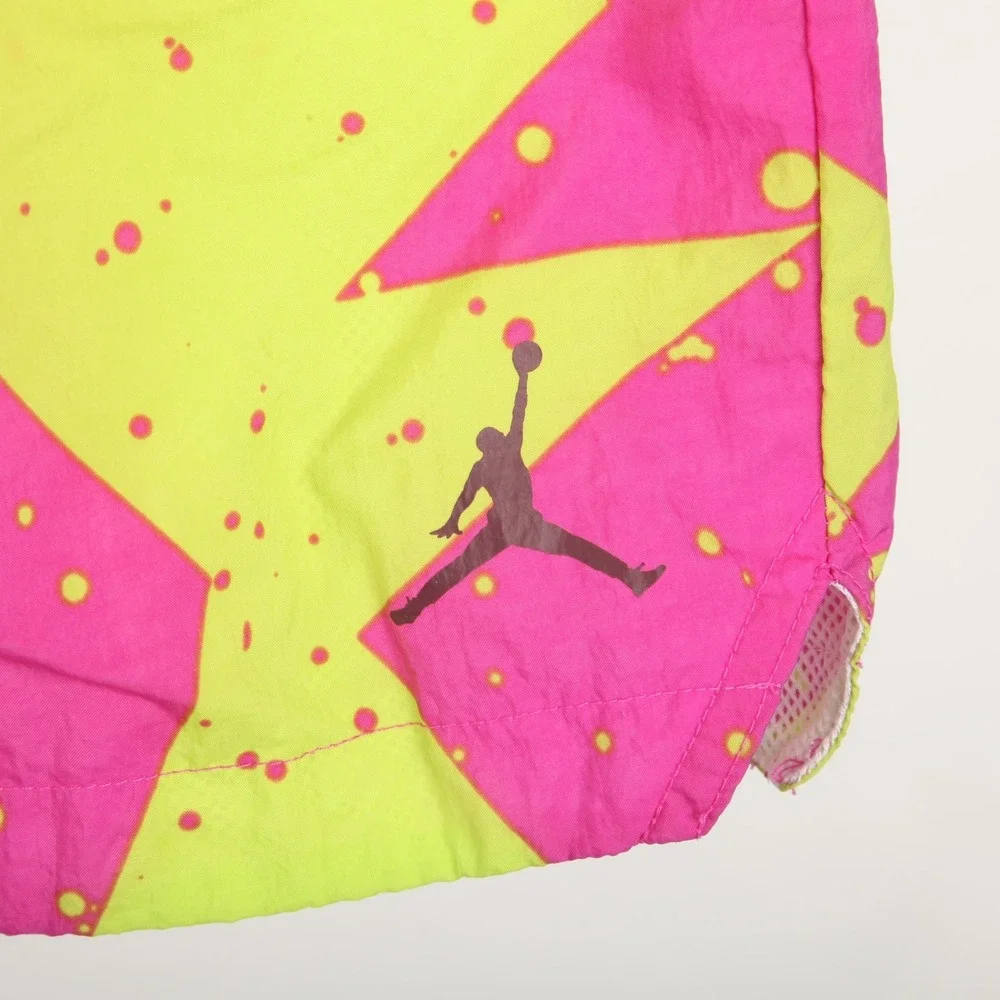 Jordan Jumpman Retro Poolside AOP Shorts Pink Yellow Geometric Drawstring Lined